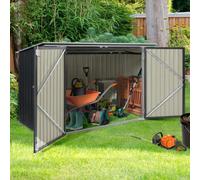 IDMarket – Abri de jardin en métal verrouillable multi-rangement pour vélos, outils, poubelles Gris