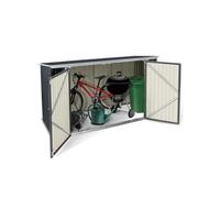 IDMarket – Abri de jardin en métal verrouillable multi-rangement pour vélos, outils, poubelles Gris