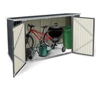 IDMarket – Abri de jardin en métal verrouillable multi-rangement pour vélos, outils, poubelles Gris