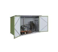 Abri de jardin en métal vert olive verrouillable multi-rangement pour stockage vélos, outils, poubelles