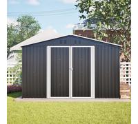Abri de jardin en métal XXL 300 x 252 x 191 cm, avec toit à pignon, résistant aux intempéries et inoxydable, garage à vélo, armoire de jardin et stockage de poubelles, anthracite