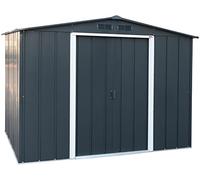 Duramax ECO 8 x 6 (4.37 m²) abri de jardin en métal, Abri de jardin en métal galvanisé à chaud, Abri de stockage d'outils, structure de toit renforcée, abri en métal sans entretien, anthracite