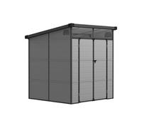 Outsunny Abri de Jardin en polypropylène 3,24 m², cabane de Jardin 190 x 191 x 215 cm, cabanon Rangement Outils avec fenêtres, 2 évents, Double Porte verrouillable, Gris Clair