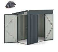 Abri de Jardin Extérieur en Acier Galvanisé 2,6 m² COSTWAY-Toit en Pente-2 Porte avec Serrure et Clé-4 Gants,2 Aérations-Gris