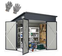 Abri de Jardin Extérieur en Acier Galvanisé 3,62 m² COSTWAY-Toit en Pente-Triple Porte-Système de Verrouillage-pour Outils et Vélos