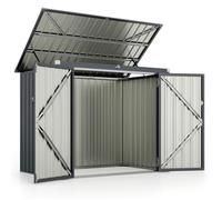 Abri de Jardin Extérieur en Métal COSTWAY-1,52 m² 159 x 95,5 cm-Couvercle Ouvert à 40ﾟavec Barres d'Air-2 Portes avec Loquet-Gris