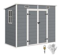 Abri de jardin extérieur - Outsunny - 2,4 x 1,3 m - avec plancher - fenêtre - portes verrouillables et aérations - gris