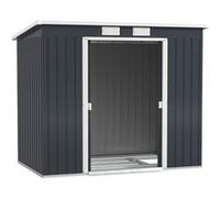 Outsunny Abri de Jardin en Acier galvanisé L 2,77 m² avec kit de Fondation 213 x 130 x 172 cm, cabane de Jardin cabanon Rangement Outils Portes coulissantes verrouillables et aérations, Gris foncé