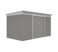Abri de jardin G21 GRAH 700, 340 x 206 cm, gris métallisé, montage facile, 7 m², surface galvanisée, grille d'aération