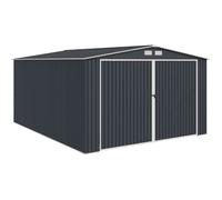 Garage En Métal 18,2 M² - Gris Anthracite - Double Porte Verr - Avec Kit D'Ancrage Inclus