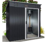 GARDEBRUK® Abri de Jardin métal Inoxydable 185x165x90cm 1,5m² Crochets 20kg Gants Porte coulissante Anthracite cabane Jardin cabanon Rangement Outils