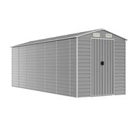Abri de jardin Gris clair 191x555x198 cm Acier galvanisé | Abri en métal, antirouille, 4 ouvertures d'aération, toit en pente, poignées, volume de rangement spacieux