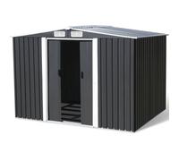Abri de jardin L. 246 x P. 193 x H. 178 cm acier galvanisé 4,77 m², portes coulissantes cadenassables, aérations - gris anthracite