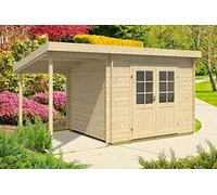 Abri de Jardin Maria Toit en Pente en Bois de la Marque Alpholz | cabanon de Jardin Exterieur | cabane de Jardin exterieure | Rectangle, Construction en madriers, cabane à Outils, Toit monopente,