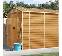 Abri de jardin marron clair vidaXL 191x640x198 cm acier galvanisé Marron G