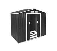 Abri de jardin métal 2,7 m² toiture 2 pans Tôle en acier laquée et galvanisée gris/blanc