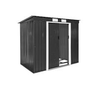 Abri de jardin - TECTAKE - Remise en métal 2,7 m² toiture monopente avec fondation 2 ouvertures de ventilation - Gris/Blanc