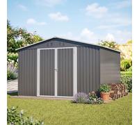 Abri de Jardin Métal 300x252x191cm Toit à Deux Pentes avec Cadre de Fondation - Cabanon Extérieur Résistant aux Intempéries pour Outils de Jardin Vélos Meubles - Anthracite 6.91m²