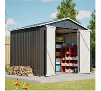 Abri de Jardin Métal 4.1 m² Solide avec Ouvertures d'aération, Verrou Port - Cabane de Jardin Extérieur, 240.4x192.3x191 cm, Gris