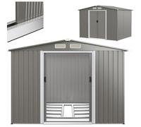 Abri de Jardin Métal 4,74M2 - RELAX4LIFE - 260X207X181CM - Tôle d’Acier Galvanisée - 8,59M3- Double Porte Coulissante - Gris Clair