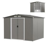 Abri de Jardin Métal 4,74M2 - RELAX4LIFE - 260X207X181CM - Tôle d’Acier Galvanisée - 8,59M3- Double Porte Coulissante - Gris Foncé