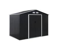 Abri De Jardin En Métal - Ferrain 5.39m² Gris Anthracite - Cabane À Outils Avec Deux Grandes Portes Coulissantes. Kit De Fixation Sol Inclus. Maison De Rangement. Remise Gris