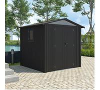 Abri de jardin métal anthracite 4.37 m² + kit d'ancrage