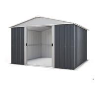Abri de jardin metal anthracite Yardmaster 8,12 m2 et kit d'ancrage