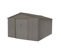 Abri de jardin - CHALET & JARDIN - 10x14m - Métal imitation bois vieilli - Gris