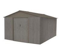 Abri de jardin - CHALET & JARDIN - 10x14m - Métal imitation bois vieilli - Gris