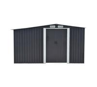 Abri de jardin métal avec abri bûche en acier galvanisé gris 10,29 m² - LERY