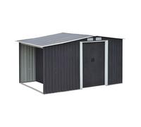 Abri de jardin métal avec abri bûche en acier galvanisé gris 6,7 m² LERY