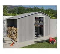 Abri de jardin métal avec bûcher 6 m² Trigano + kit d'ancrage