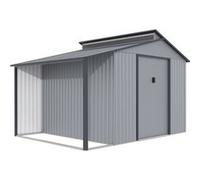 Abri de jardin métal avec pergola "Madras" - 9.12 m² - 257 x 355 x 237 cm - Gris Gris G