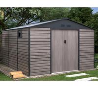 Abri de jardin métal en acier galvanisé effet bois gris 13,12 m² - ADELMO