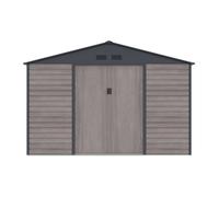 Abri de jardin métal en acier galvanisé effet bois gris 13,12 m² - ADELMO