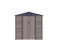 Abri de jardin métal en acier galvanisé effet bois gris 4,15 m² - ADELMO