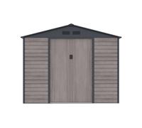 Abri de jardin métal en acier galvanisé effet bois gris 7,17 m² - ADELMO