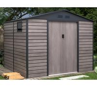 Abri de jardin métal en acier galvanisé effet bois gris 7,17 m² - ADELMO