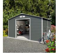 Abri de jardin métal gris 10,20 m2 + kit d'ancrage