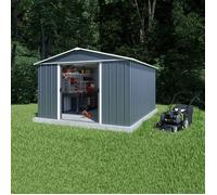 Abri de jardin métal gris 11,03 m2 Yardmaster + kit d'ancrage