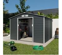 Abri de jardin métal gris 6,5 m2 + kit d'ancrage