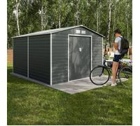 Abri de jardin métal gris 8,25 m2 + kit d'ancrage