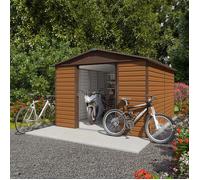 Abri de jardin métal imitation bois 10,46 m2 Yardmaster + kit d'ancrage