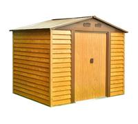 Abri De Jardin Métal Imitation Bois 4.03 M² Acier Galvanisé Dimensions Intérieures 180 X 224 X 177 Cm 2 Portes Coulissantes