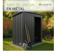 Abri de jardin métal S gris foncé avec toit incliné - Cabane de rangement extérieure