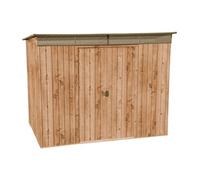 Abri de jardin métal SKYLIGHT - 4,84m² - kit ancrage - Imitation bois