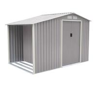 Abri de jardin métal - TRIGANO - avec bûcher - 4,7 m² - blanc et gris clair