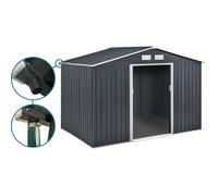 Abri de jardin métal - ""Vegas"" - 7,06 m² avec gouttière - Gris