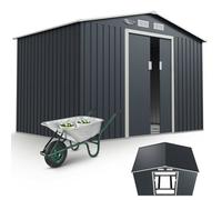 Abri de jardin métal XL anthracite - Cabane de rangement extérieure avec toit double pente